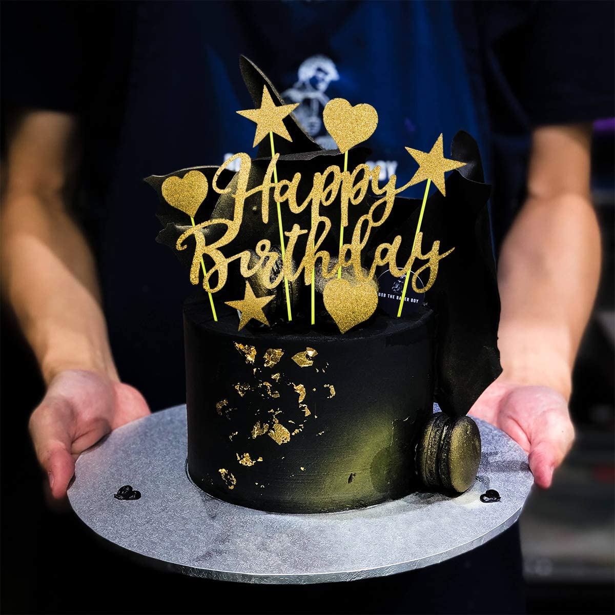 iZoeL Gold Birthday Party Decoration Happy Birthday Banner Balloon Gold Triangle Flag Bunting Heart Star Confetti Balloons Cake Toppers Birthday Party Supplies for Man Woman Wedding Anniversary