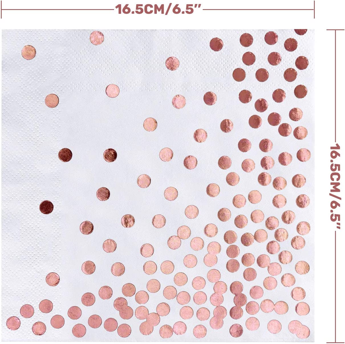 iZoeL Rose Gold Paper Napkins 60 Pack(33 x 33 cm) - Soft Comfortable Dinner Napkins - 3PLY Disposable Absorbent Napkin - Ideal for Rose Gold Birthday Party Decorations Bridal Wedding Hen Party