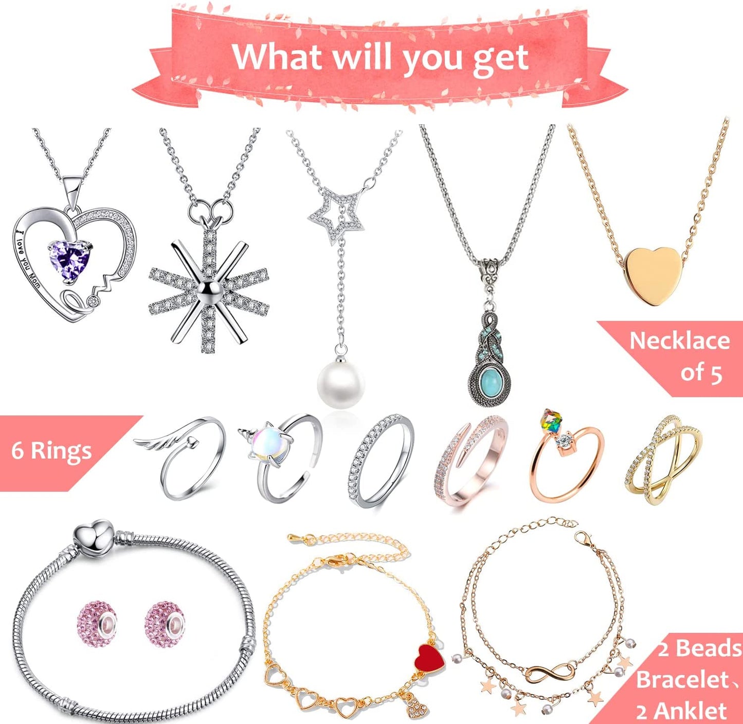 iZoeL Jewellery Advent Calendar 2021 for Women Girls adults, 24 Surprises with Necklace Earrings Rings Bracelets Anklet Jewelry Calendar for Wife Mother Girlfriend Daughter Granddaughter