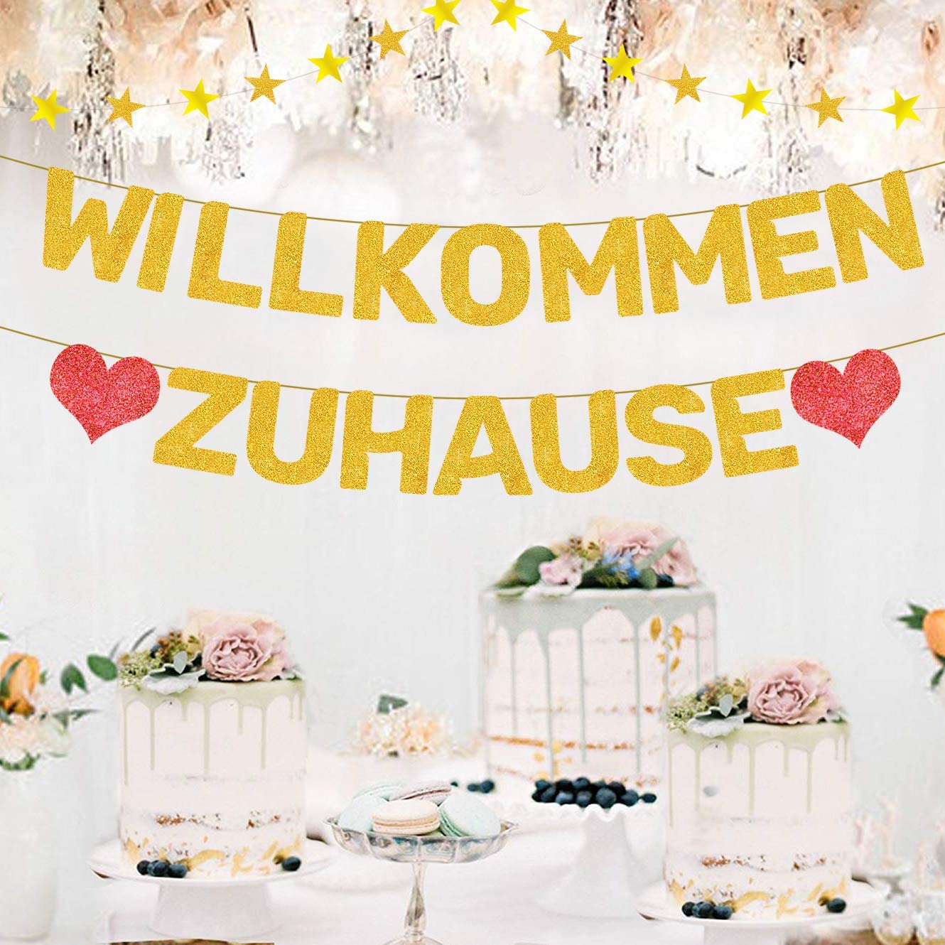 iZoeL Willkommen Haus Banner Glitzer
