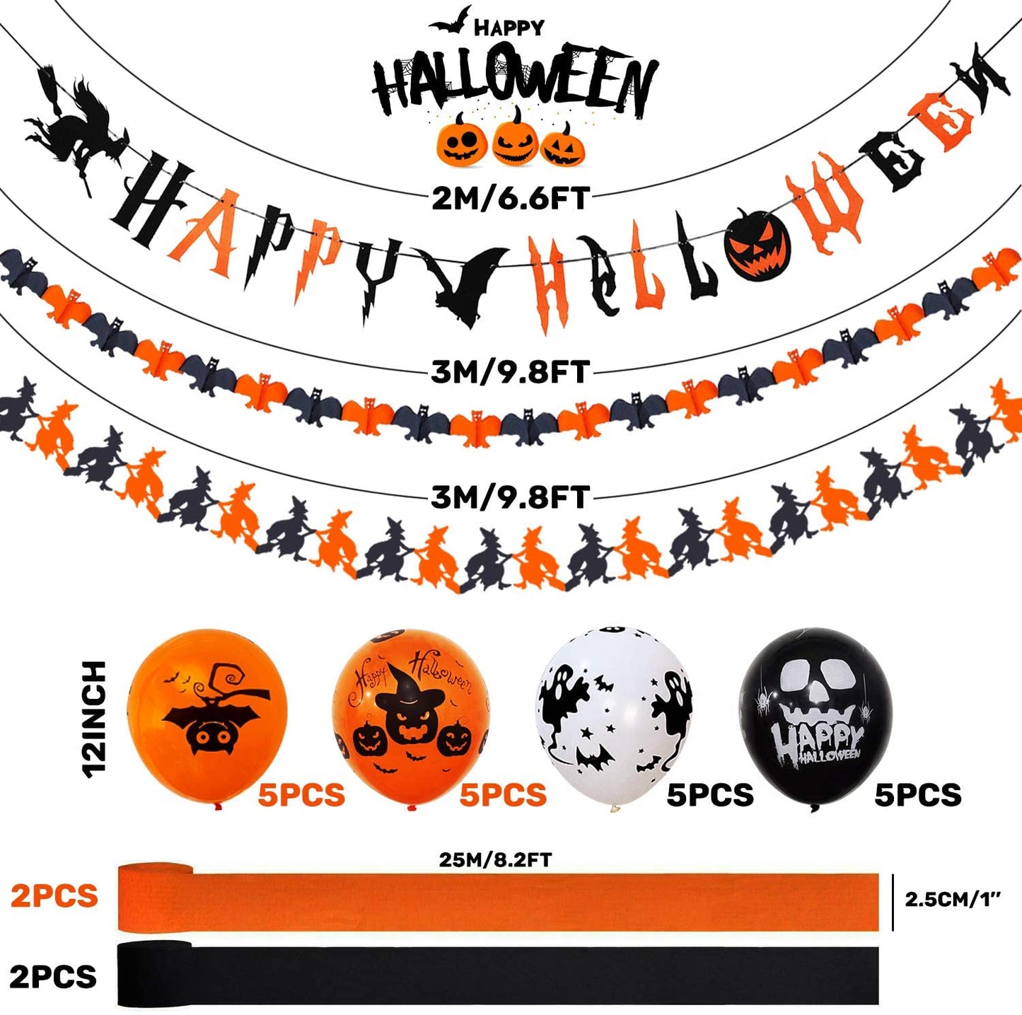 iZoeL Ghost Halloween Decoration Balloon Set, Floating Ghost Flying Bat Happy Halloween Banner Scary Balloons, Halloween Night Party Ideas for Outdoor Indoor Yard Haunted House Props (Red)