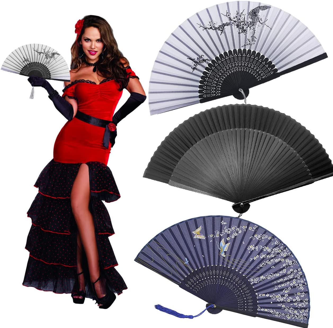 iZoeL 4 pieces of fans with two black