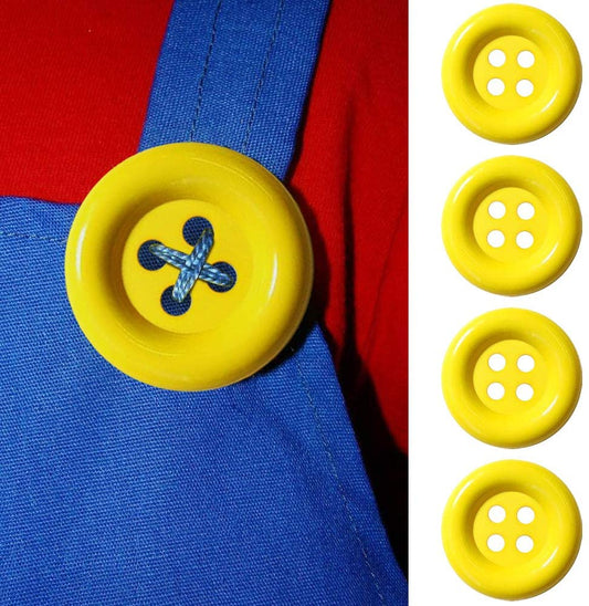 iZoeL 4 Yellow Buttons 5cm XXL for Super Mario Luigi Costume Mario trouser and dress carnival costume accessories Mario Bros Party themed Adult kid