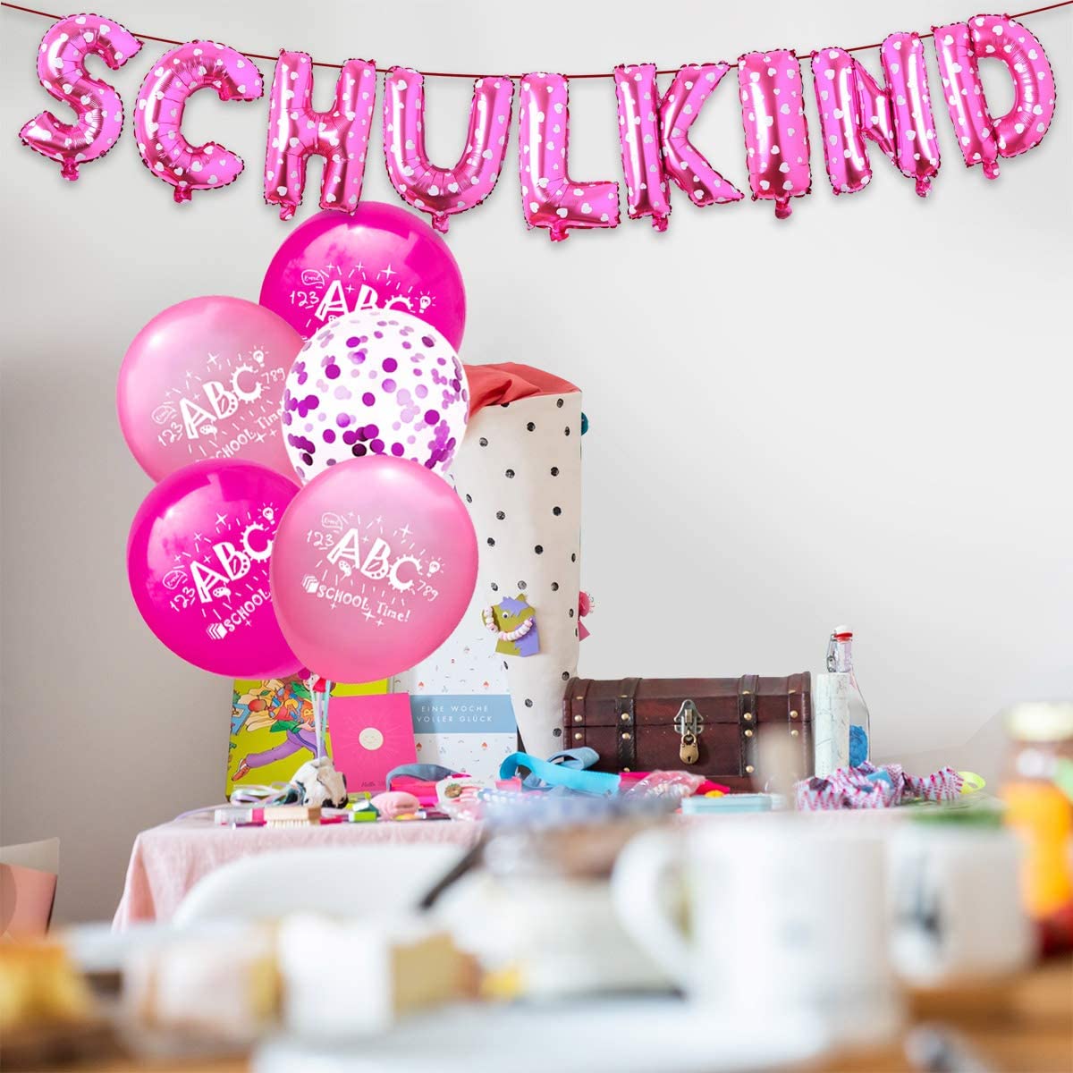 iZoeL Schuleinführung Schulanfang Einschulung SCHULKIND foil balloons rose latex balloons for girls 380-2
