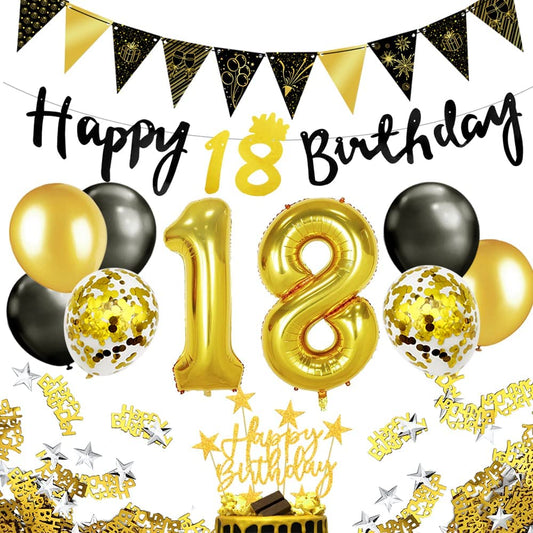 iZoeL 18th Black Gold Birthday Party Decorations - small