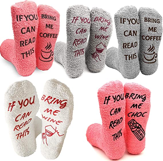 iZoeL If You Can Read This Bring Me Socks Funny Socks Non-slip Chocolate Coffee Socks Gift Box Packaging, Novelty Birthday Valantine Gift for Women Wife Daughter Girlfriend Mother