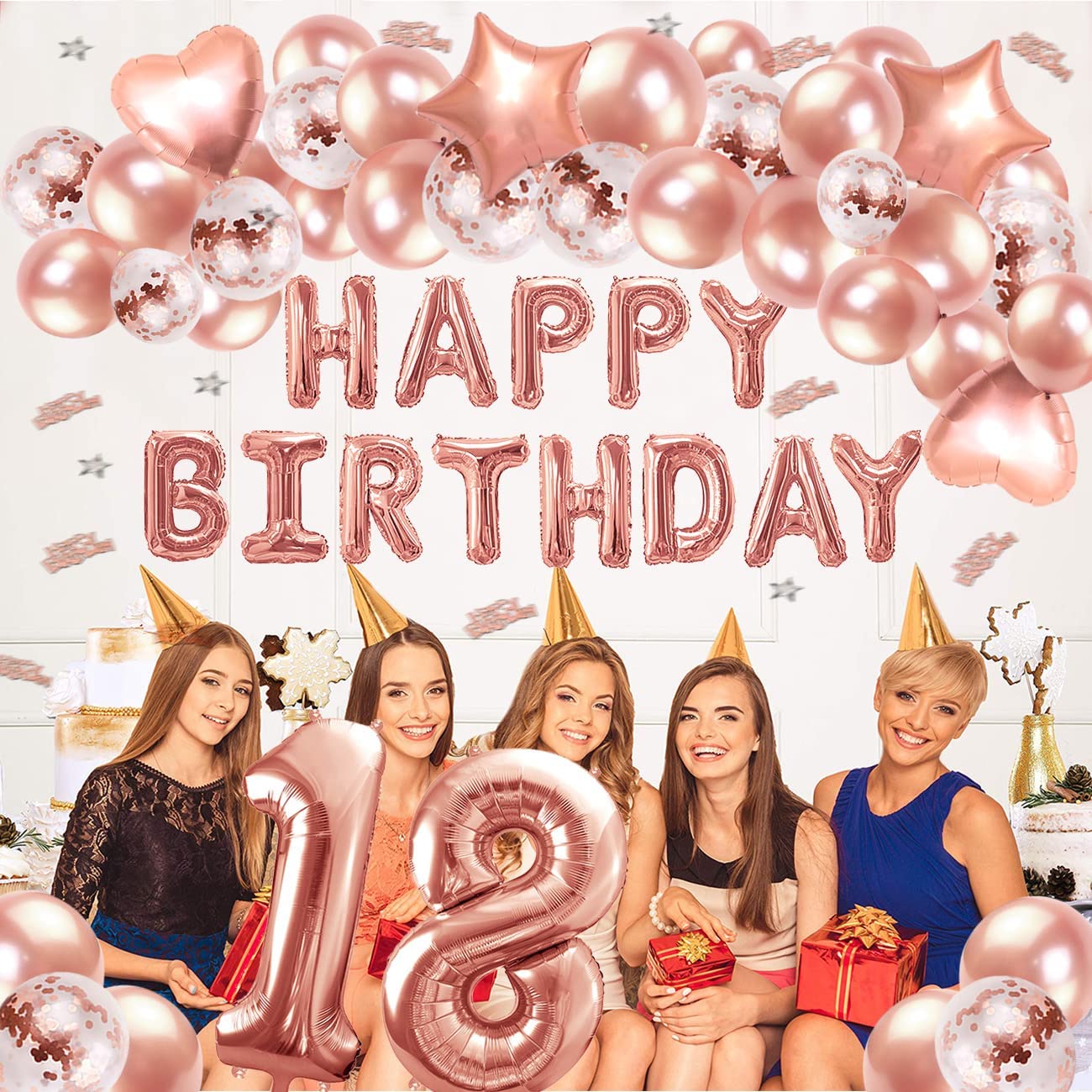 iZoeL 18th Rose Gold Birthday Balloon