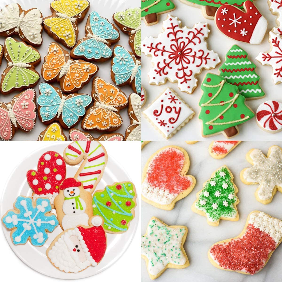 iZoeL 24 Shape of Christmas Cookie Cutters, Biscuits Pastry Cutter Mould Stainless Steel, for Fondant Cookie Brownies Pancake, Fruits,Jam Tarts DIY BakingTool
