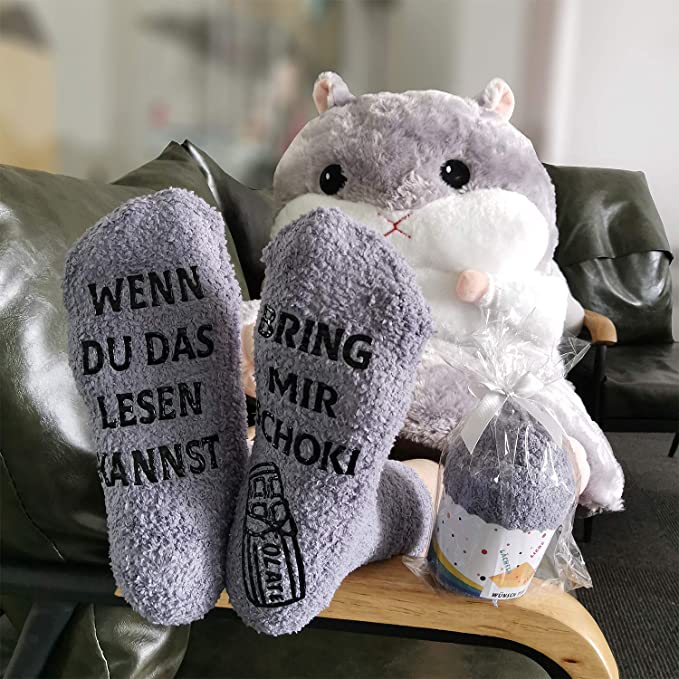 iZoeL Flauschsocken damen Lustige Socken (grey)