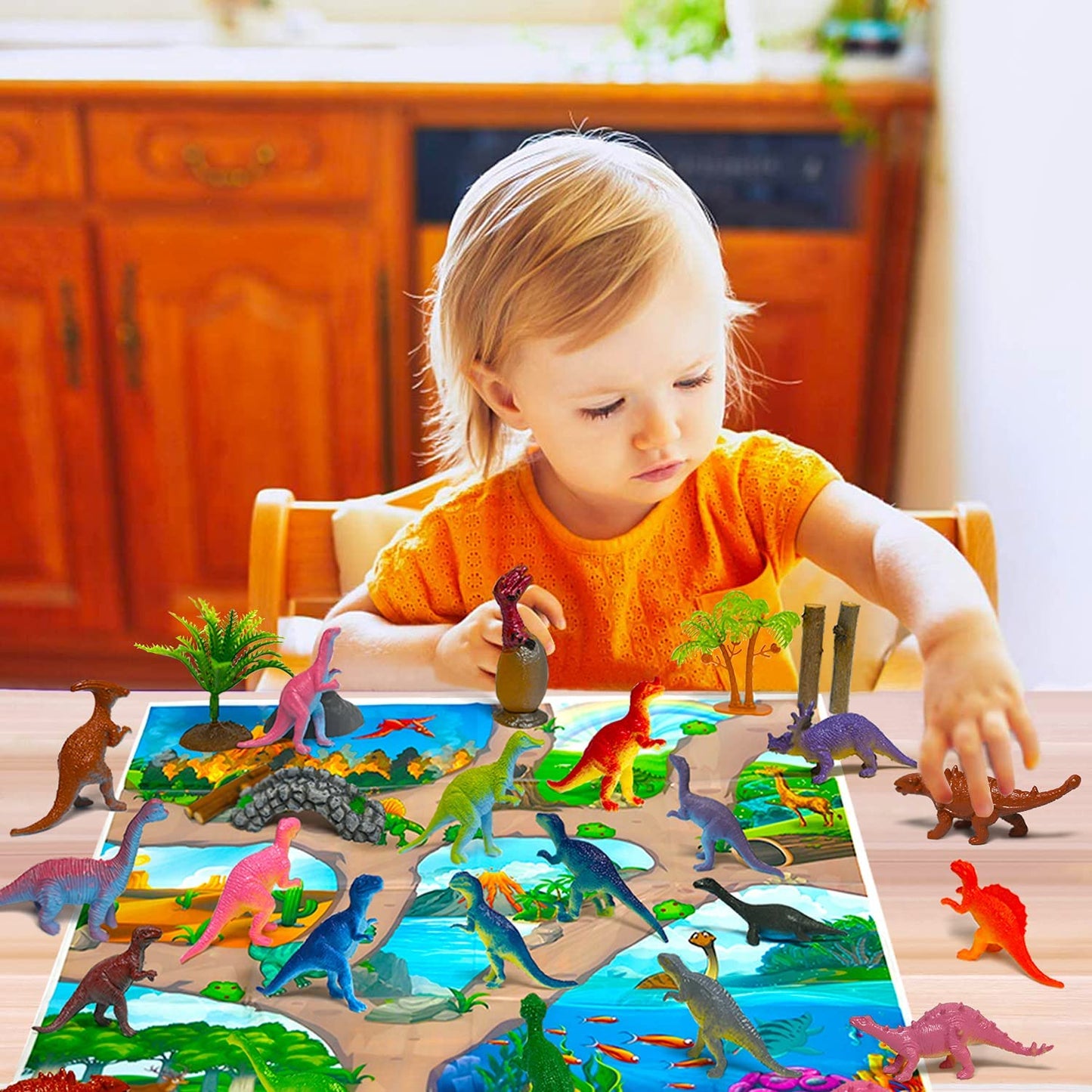 iZoeL Dinosaur Advent Calendar for Boys Kids 2021 Christmas, 24 Dinosaurs Figures Playset with Game Map, Countdown Days to Christmas Holiday, Xmas Surprise Gift for Son Grandson Brother (Paper)