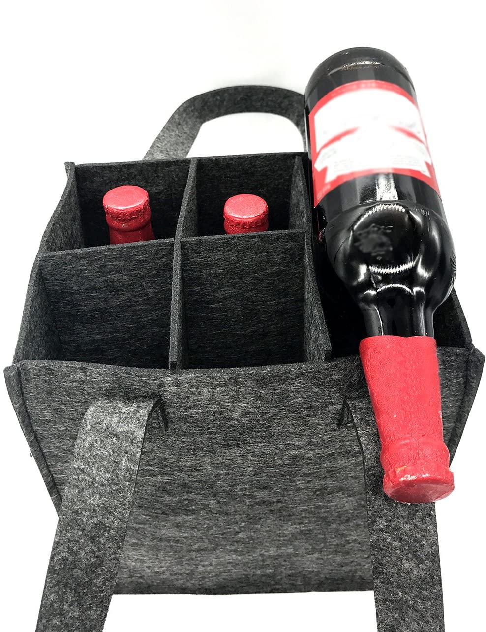 iZoeL Wine Bottle Carriers Tote Bag Reusable Washable with Removable Divider Feltbag for 6 Bottles