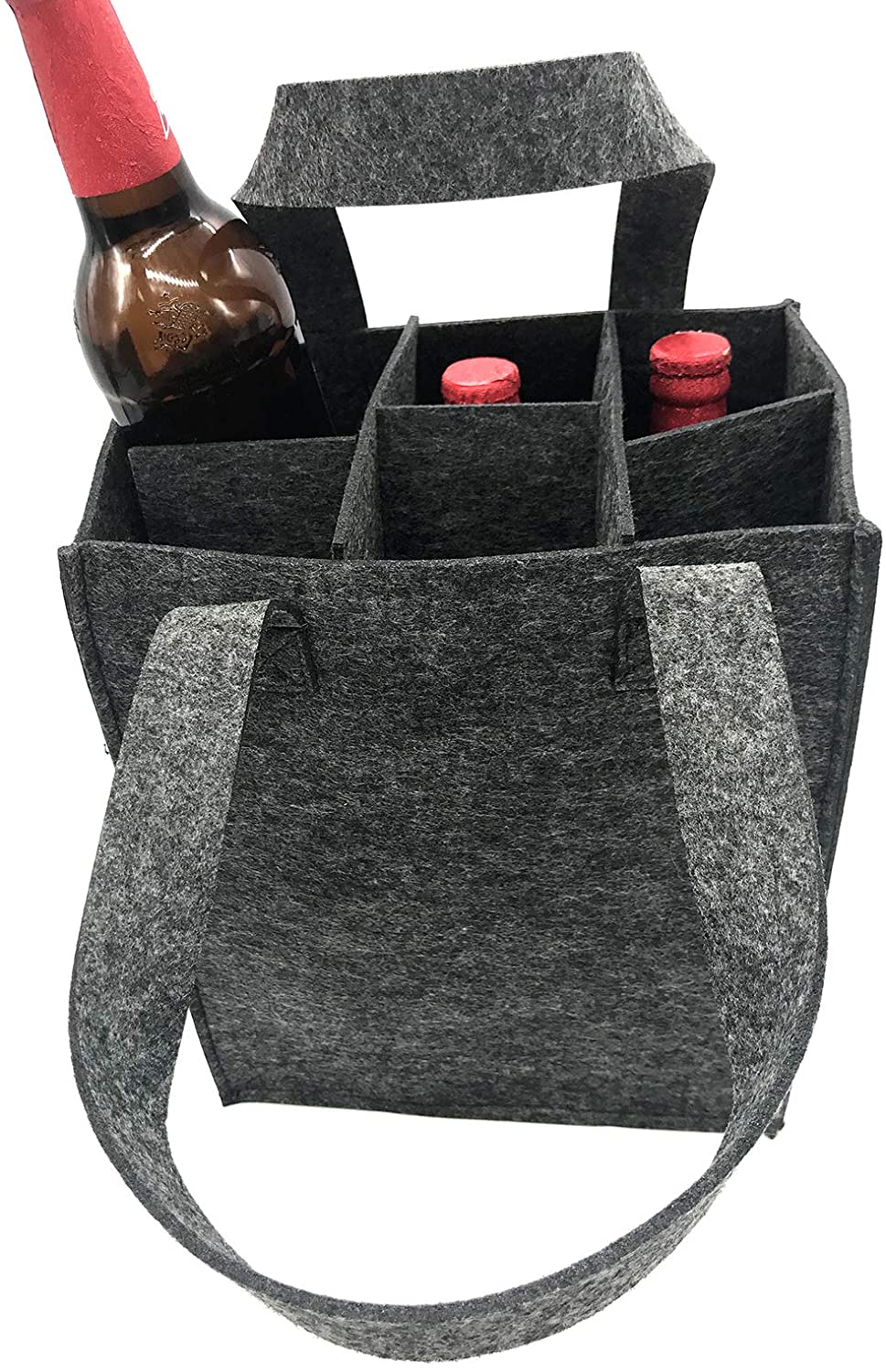 iZoeL Wine Bottle Carriers Tote Bag Reusable Washable with Removable Divider Feltbag for 6 Bottles