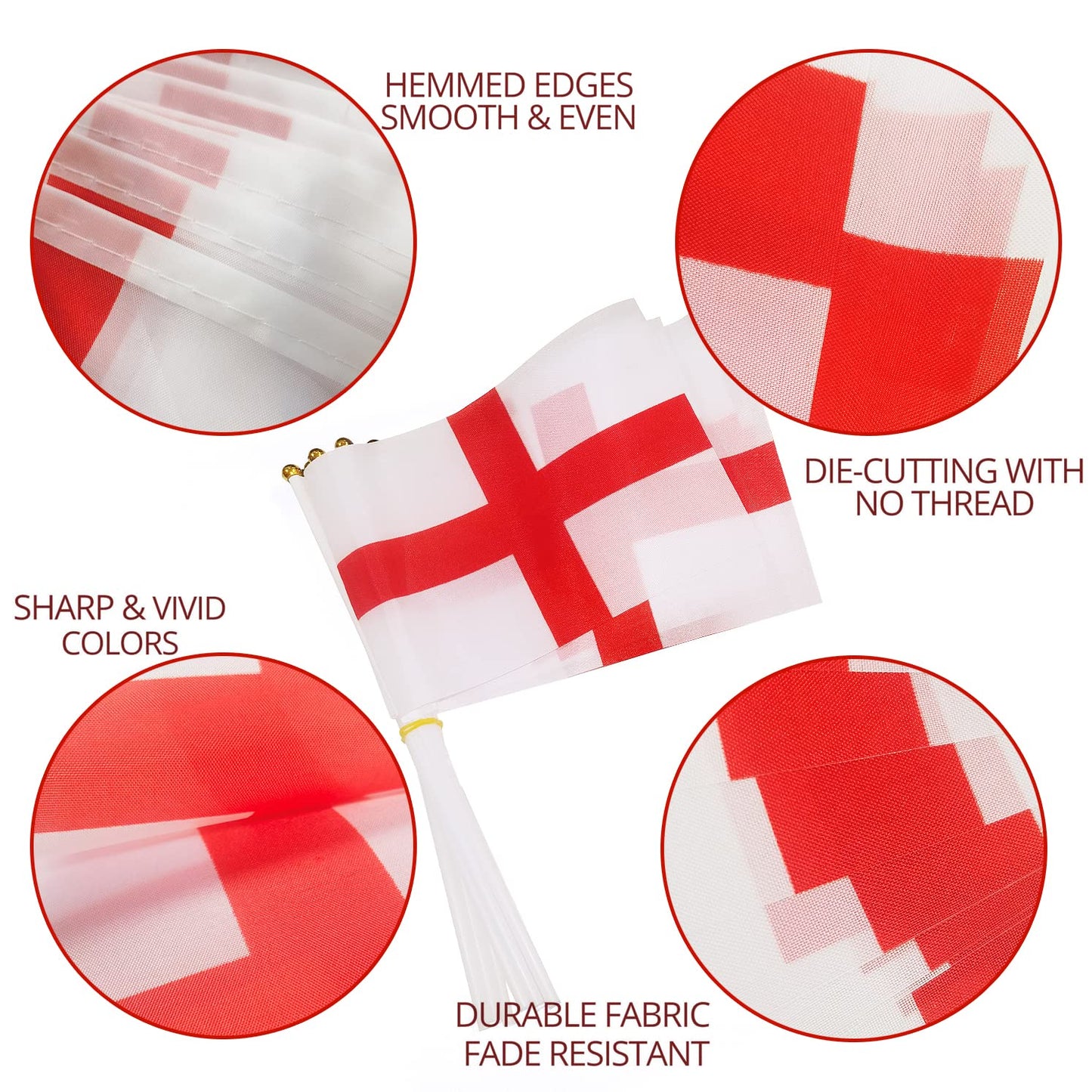 iZoeL World Cup Decorations 2022, England Hand Flag 32pcs England Flags on Stick for World Cup Football 2022 Indoor Outdoor Decorations- House Garden School Restaurant Bar Football Match