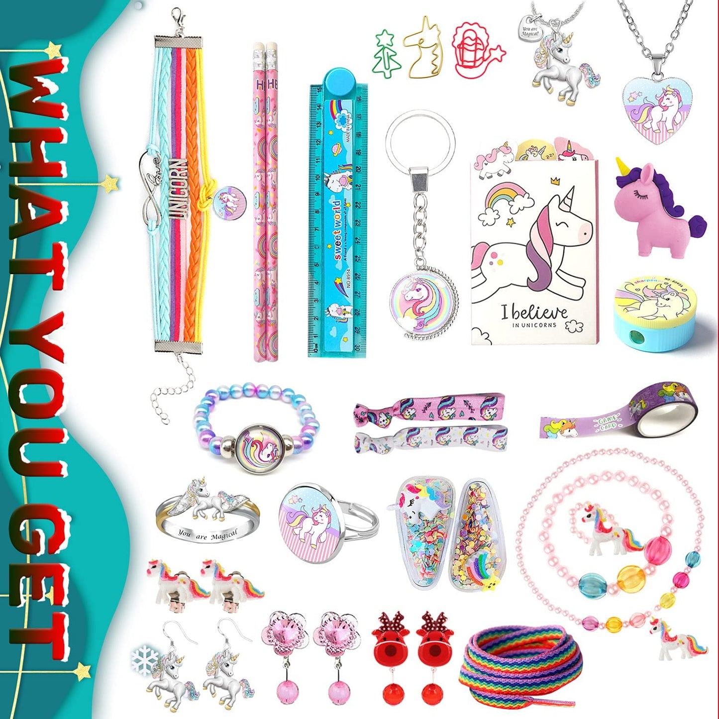 iZoeL Unicorn Advent Calendar for Girl 2022 Christmas, 24 Days Novelty Gifts, Unicorn Stationery, Accessories, Jewelry, Surprise to Countdown Days