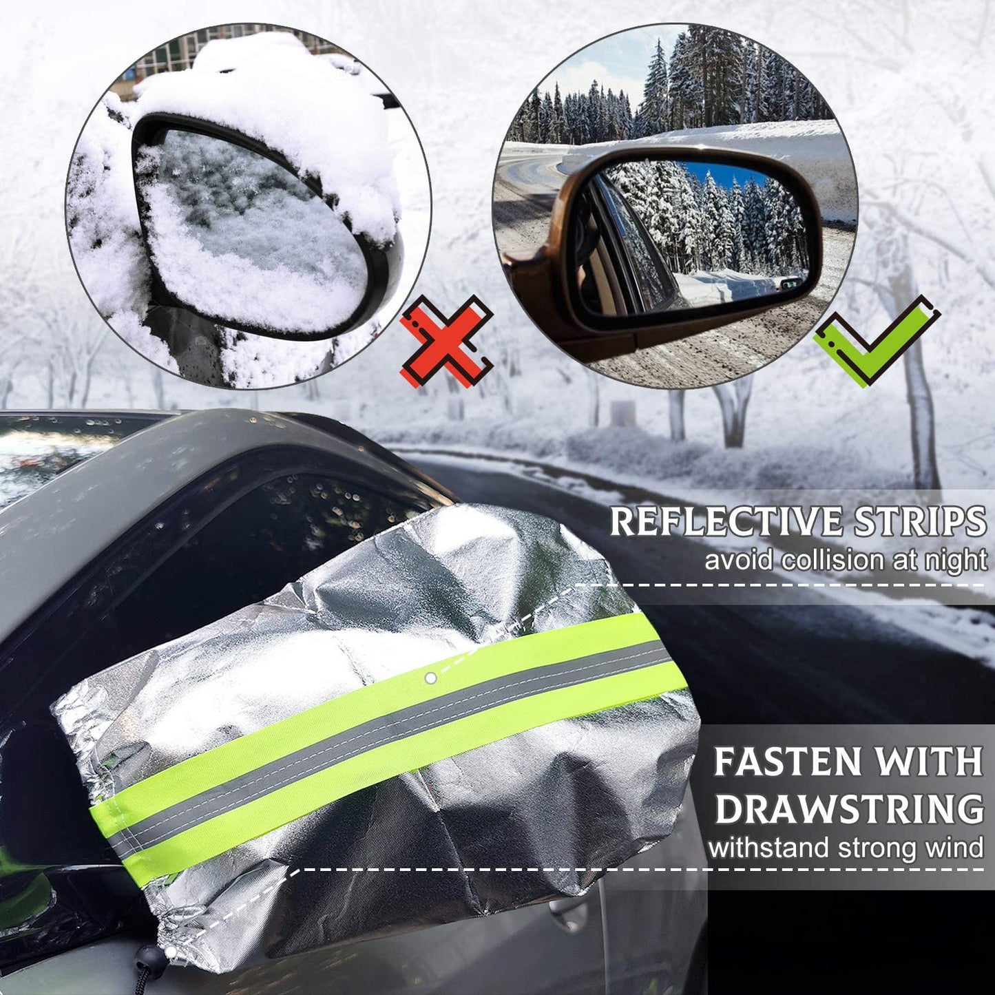 iZoeL 2 Rear View Mirror Cover Rearview Mirror Cover - Ice Frost Car Protective Dust-proof Waterproof Reflective Anti Bird Poop -L Size for Vehicles Trucks SUV (27cm*36cm)
