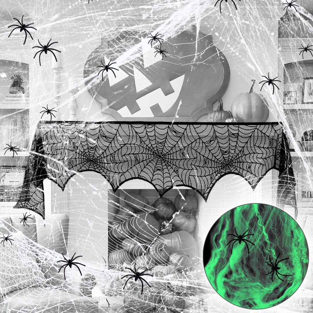 iZoeL Halloween 200cm Giant Spider 75cm Middle Spiders, 40g Spider Cobweb, 30pcs Plastic Spiders, Creepy Fake Spiders Prop Party Supplies for Outdoor Indoor Yard Home Party Decorations (White)