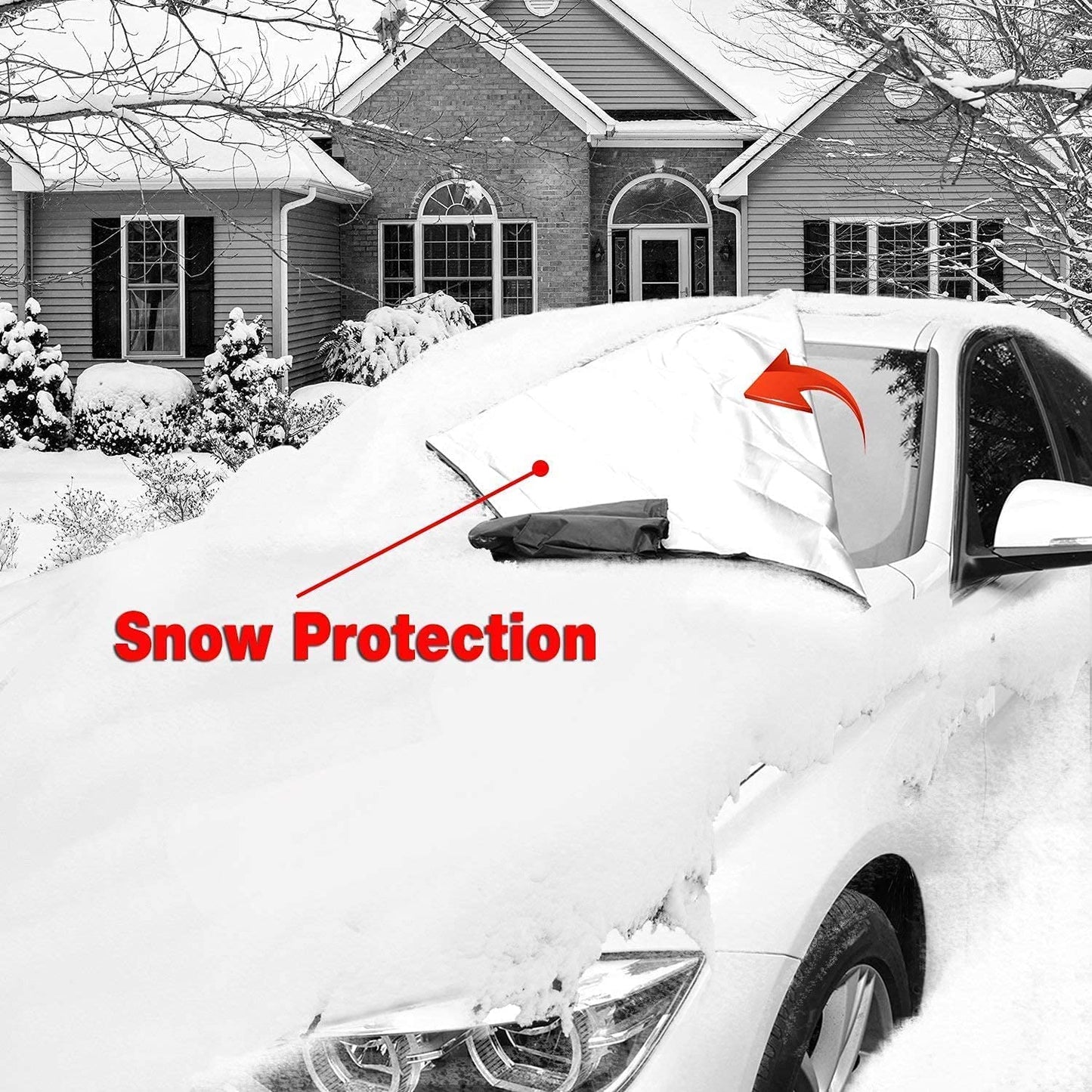 iZoeL Windshield Magnetic Snow Cover Winter Windscreen Protector, Frost Ice Guard Full Protection Car Cover, with 2 Hooks 7 Magnets Oversize Full Car Protector (Large 210cm*125cm)