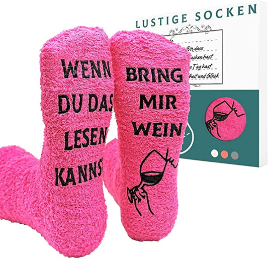 Wein Socken Wenn Du Das Lesen Kannst Bring Mir Socken mit Geschenk Verpackung für Frauen Mädchen Freundin Weihnachten Geburtstag Adventskalender