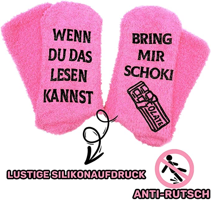 iZoeL Funny Socks Wenn Du Das Lesen Kannst Bring mir Schokolade Kaffee Wein Lustige Adventskalender Weihnachten Valentine Geschenk