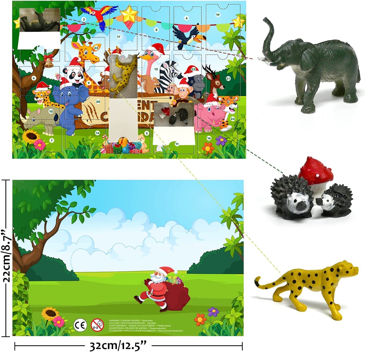 iZoeL Wild World Advent Calendar for Kids 2021 Christmas, 24 Jungle Safari Animals Wildlife Figures Playset Countdown Days to Christmas Holiday, Xmas Surprise Gift for Boys Kids Girls Teens
