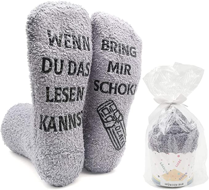 iZoeL Flauschsocken damen Lustige Socken (grey)