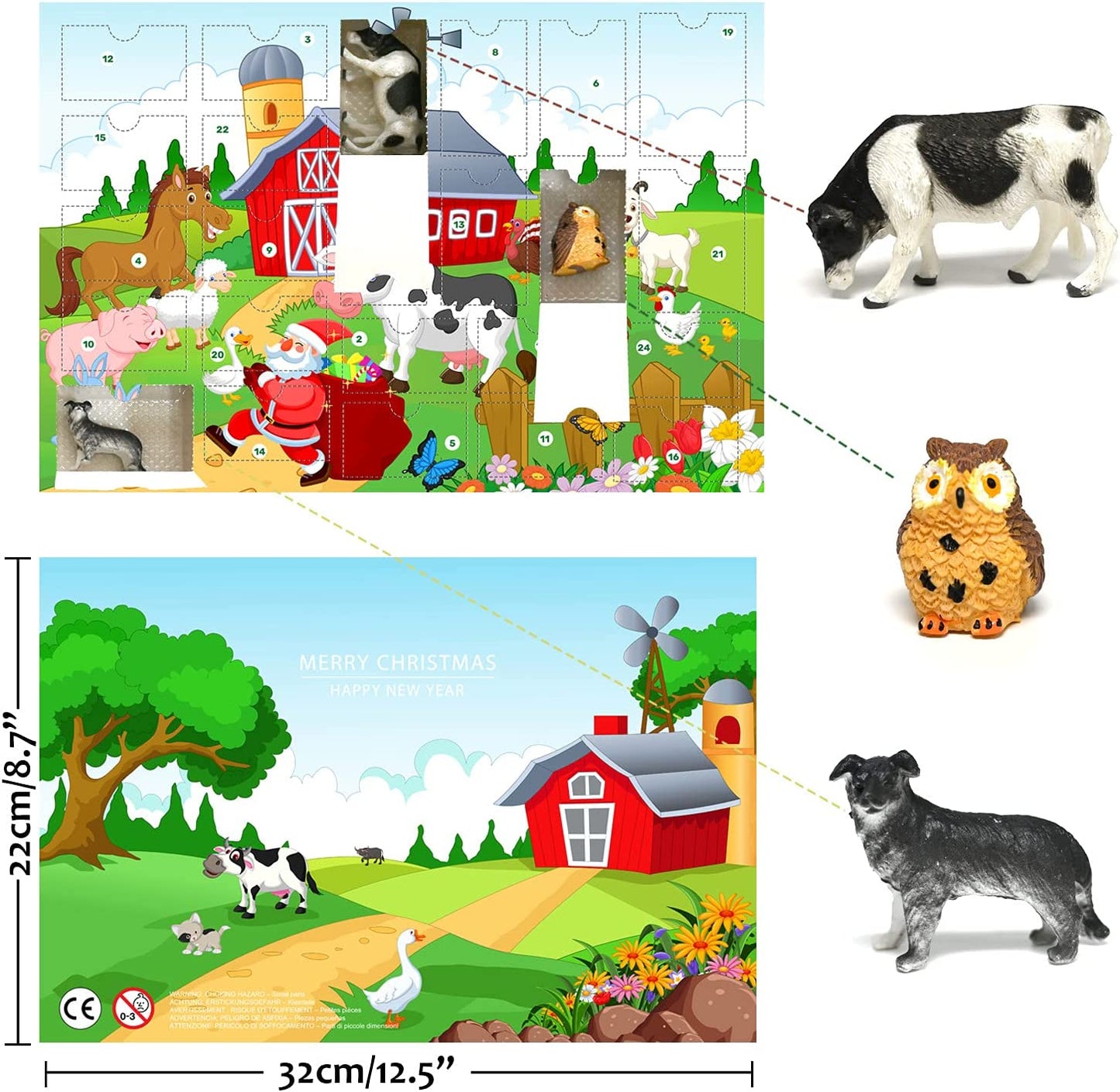 iZoeL Advent Calendar 2021 Kids Farm Animals Christmas, 24 Realistic Animals Figures Playset Countdown Days to Christmas Holiday, Xmas Surprise Gift for Boys Kids Girls Teens