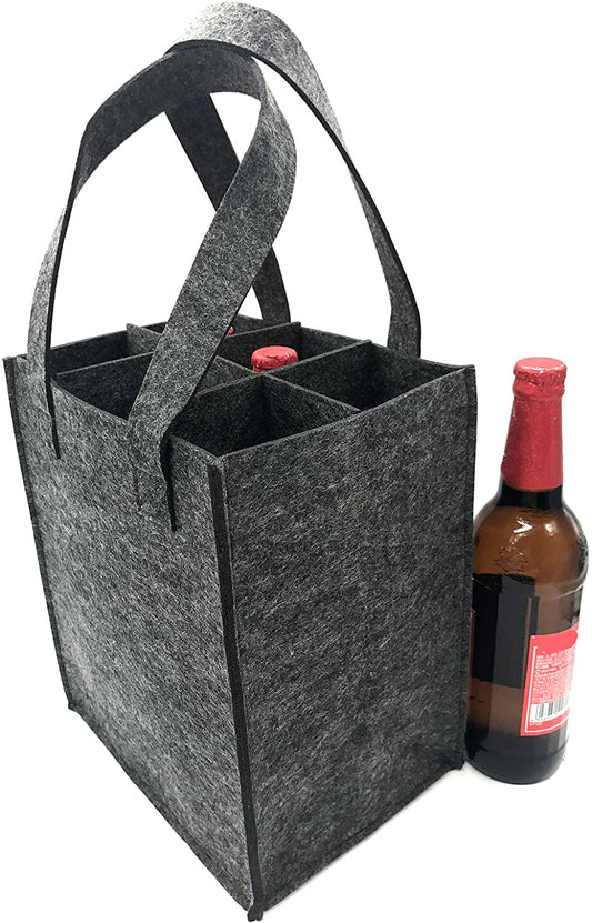 iZoeL Wine Bottle Carriers Tote Bag Reusable Washable with Removable Divider Feltbag for 6 Bottles