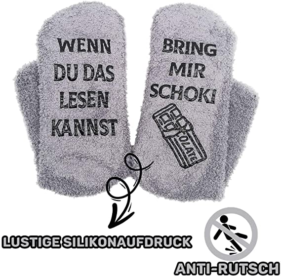 iZoeL Funny Socks Wenn Du Das Lesen Kannst Bring mir Schokolade Kaffee Wein Lustige Adventskalender Weihnachten Valentine Geschenk