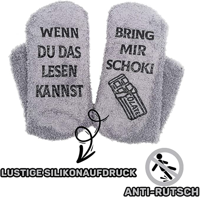 iZoeL Flauschsocken damen Lustige Socken (grey)