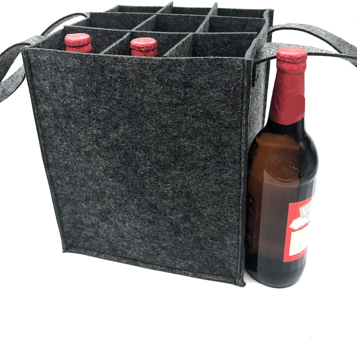 iZoeL Wine Bottle Carriers Tote Bag Reusable Washable with Removable Divider Feltbag for 9 Bottles