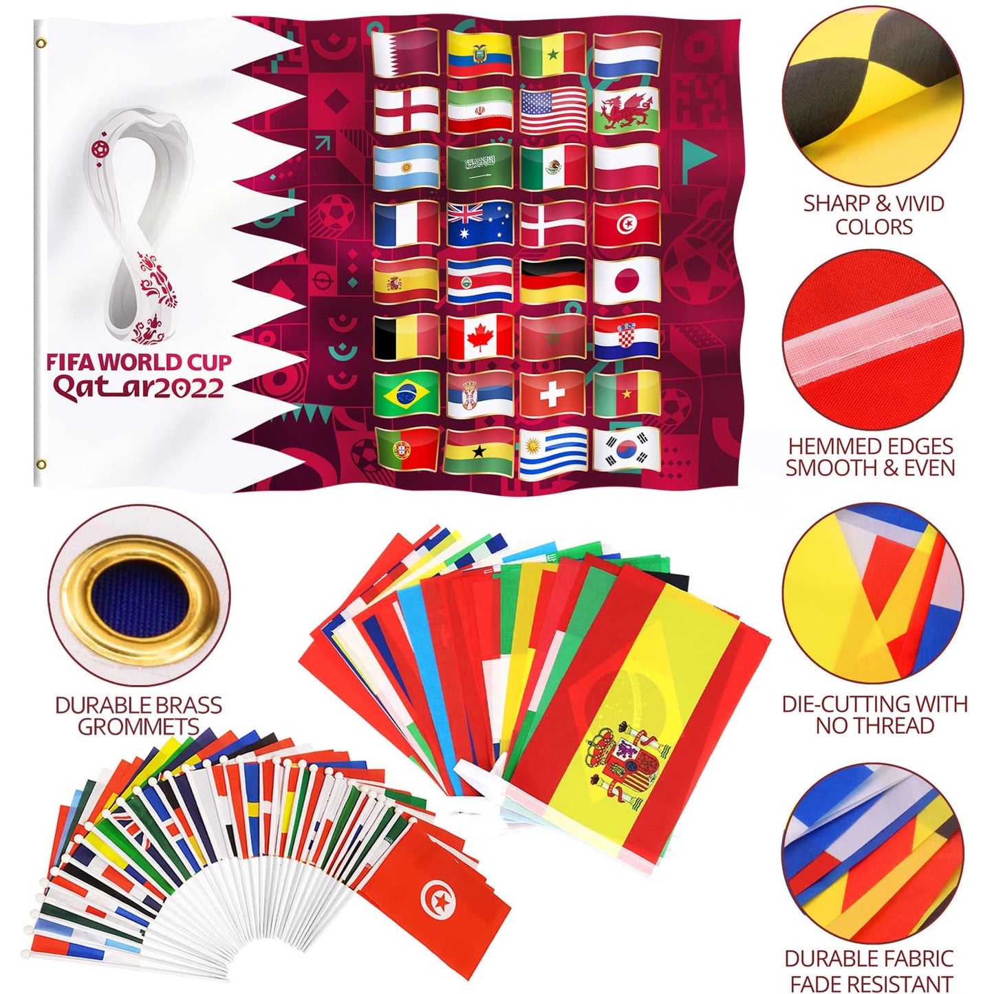 String flag + big national flag + 32 hand-waving flags…