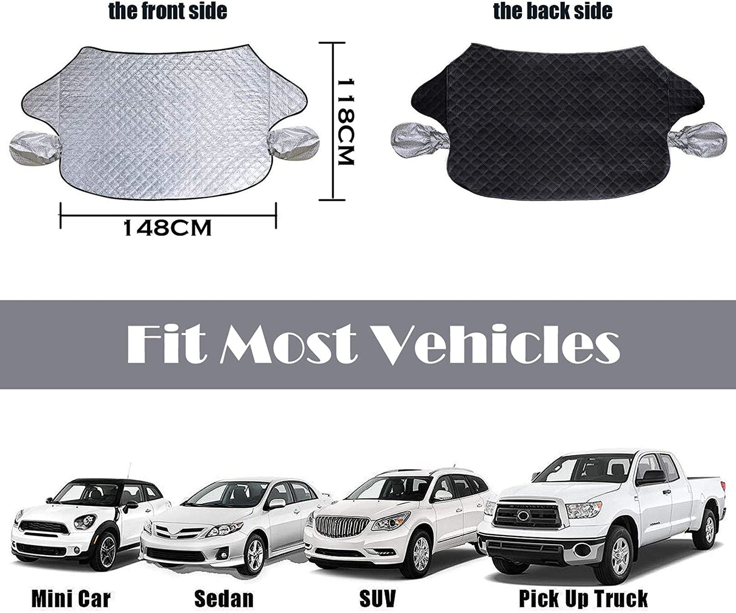 iZoeL Windscreen Cover Car screen Frost Protector Magnetic Windscreen Cover with Rear View Mirror Cover Universal for SUV Truck Van …