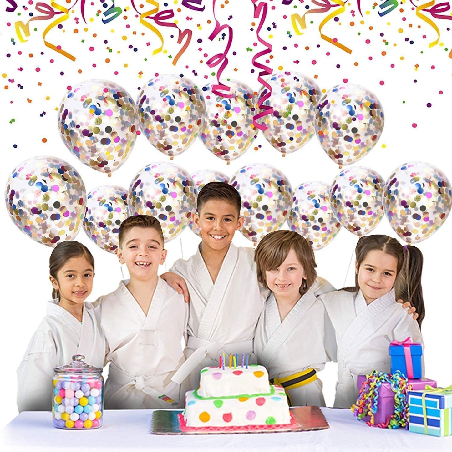 iZoeL Confetti Balloons 30pcs 12" Latex Balloons Prefilled Rainbow Glitter Confetti for Wedding Birthday Proposal Party Decoration