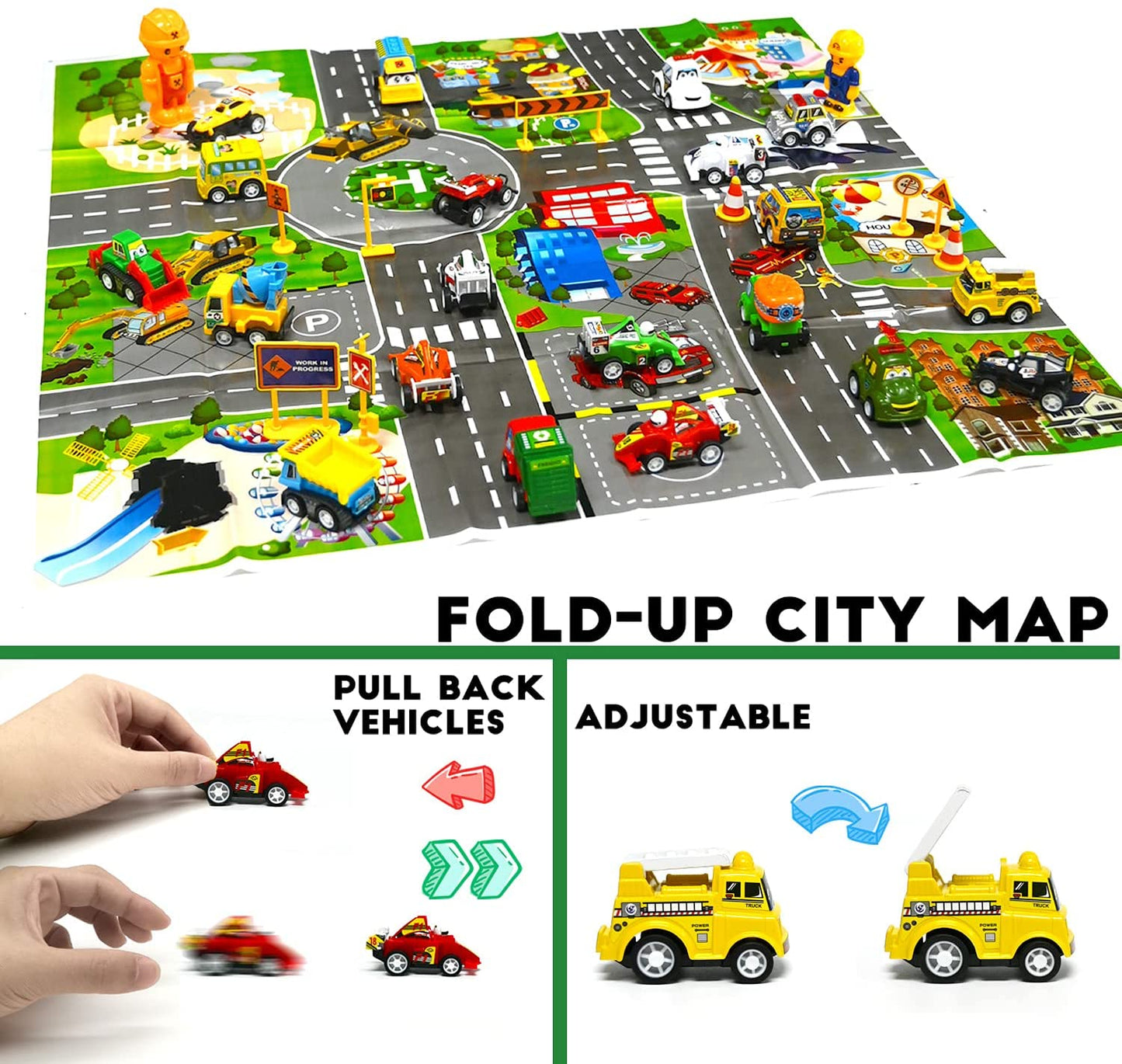 iZoeL Cars Advent Calendar for Kids Boys 2021 Christmas, 24 Mini Pull Back Vehicles with Game Map, Racing Car Construction Vehicles Fire Truck Countdown Days to Christmas for Son Grandson Girls