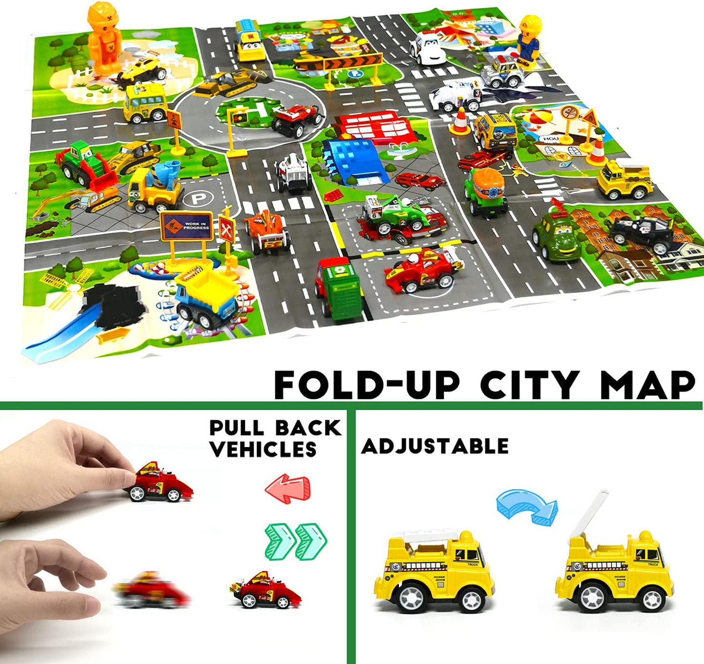 iZoeL Cars Advent Calendar for Kids Boys 2021 Christmas, 24 Mini Pull Back Vehicles with Game Map, Racing Car Construction Vehicles Fire Truck Countdown Days to Christmas for Son Grandson Girls