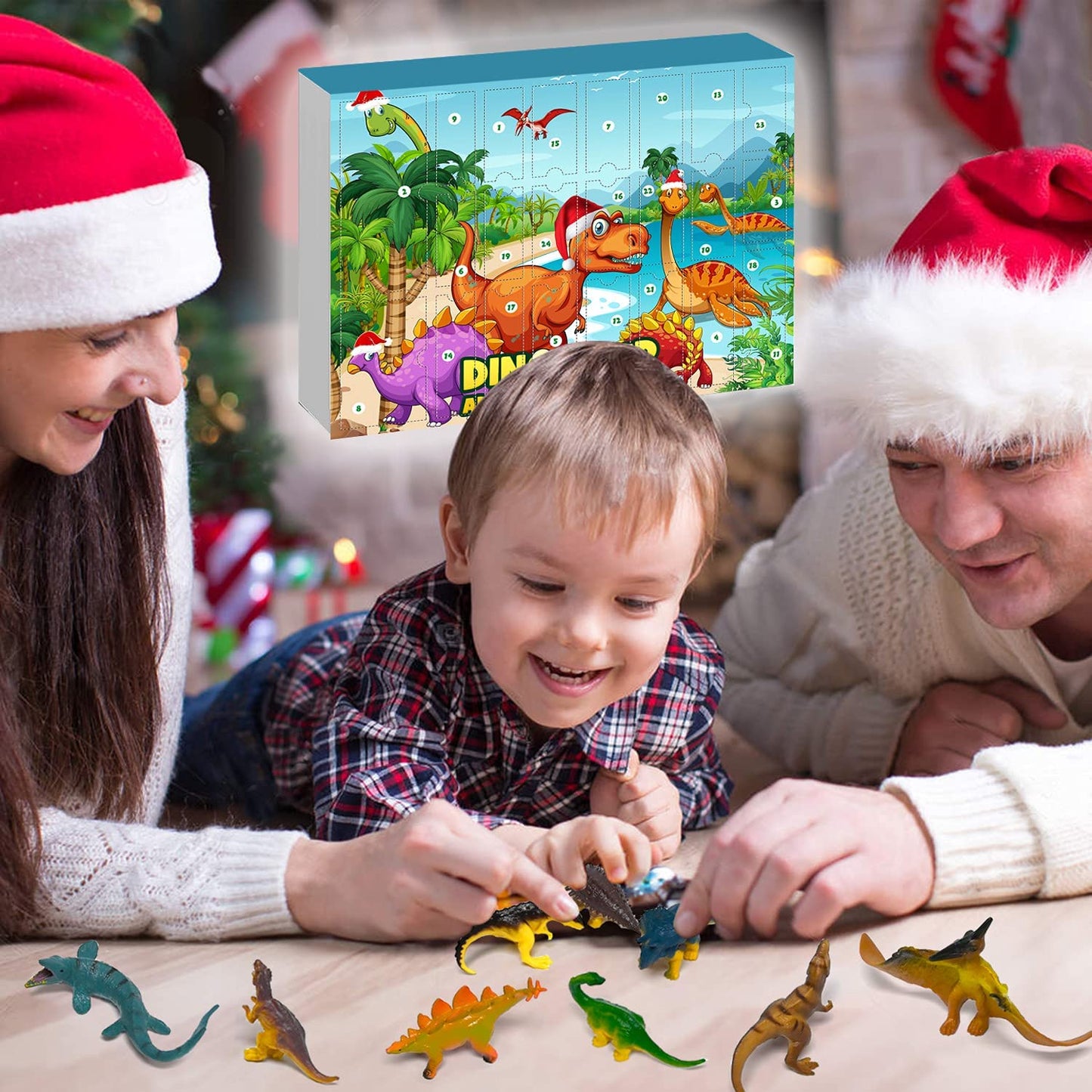 iZoeL Dinosaur Advent Calendar 2021 Boys Kids Christmas, 24 Dinosaurs Figures Playset with Game Map Countdown Days to Christmas Xmas Holiday Surprise Gift for Girls Teens