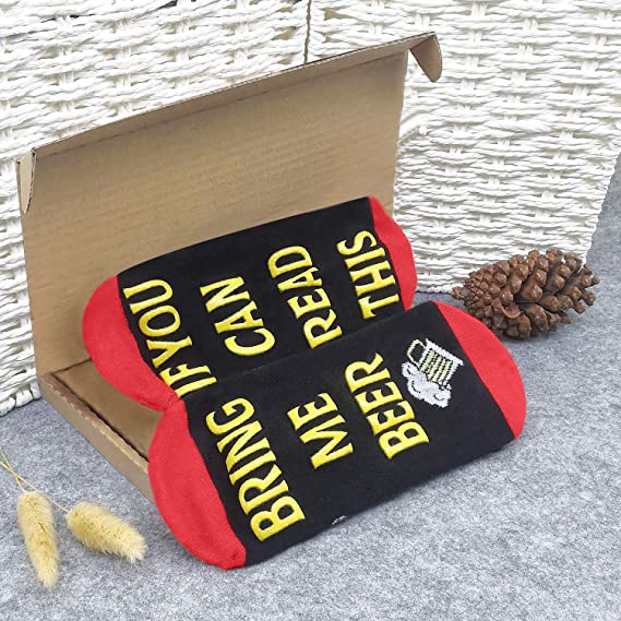 iZoeL If You Can Read This Bring Me Socks Funny Socks Non-slip Chocolate Coffee Socks Gift Box Packaging, Novelty Birthday Valantine Gift for Women Wife Daughter Girlfriend Mother