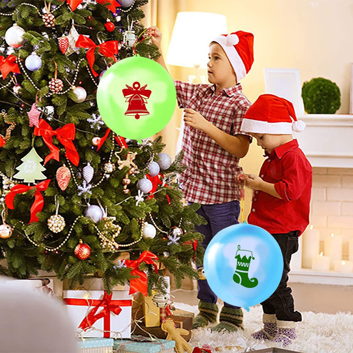 iZoeL 36pcs XL Christmas Party Punch Balloons Party Bag Filler for Kids Children Game Party Pack Punching Balloon Birthday Party Favor Supplies New Year Party