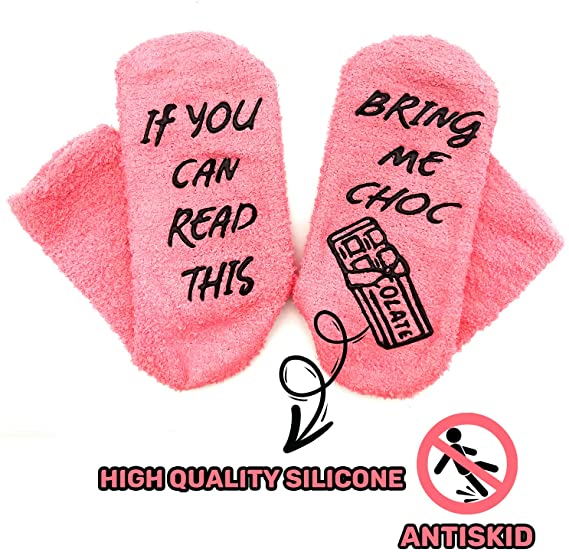 iZoeL Chocolate Socks Womens 4-7- If You Can Read This Bring Me Chocolate Socks- Cupcake Gift Packaging - Fluffy Socks Novelty Socks Funny Socks - Birthday Christmas Gift for Wife Mother