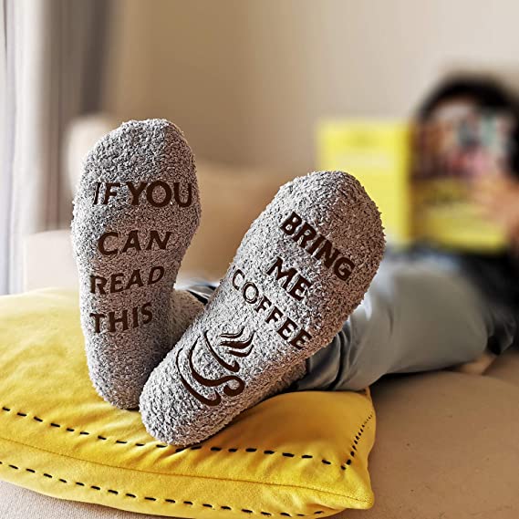 iZoeL If You Can Read This Bring Me Socks Funny Socks Non-slip Chocolate Coffee Socks Gift Box Packaging, Novelty Birthday Valantine Gift for Women Wife Daughter Girlfriend Mother