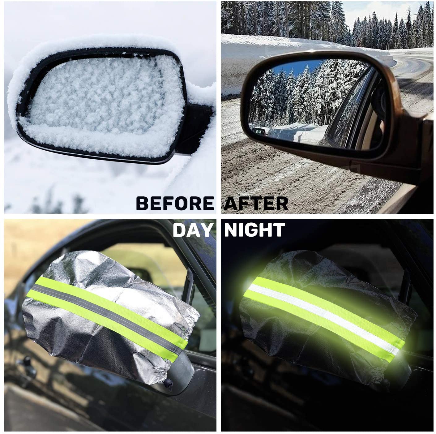 iZoeL 2 Rear View Mirror Cover Rearview Mirror Cover - Ice Frost Car Protective Dust-proof Waterproof Reflective Anti Bird Poop -L Size for Vehicles Trucks SUV (27cm*36cm)