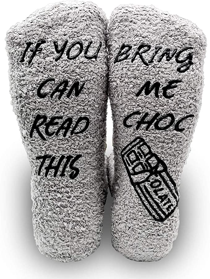 iZoeL If You Can Read This Bring Me Socks Funny Socks Non-slip Chocolate Coffee Socks Gift Box Packaging, Novelty Birthday Valantine Gift for Women Wife Daughter Girlfriend Mother