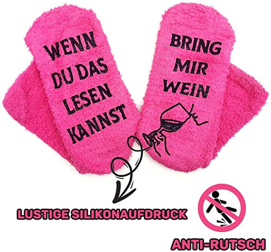 Wein Socken Wenn Du Das Lesen Kannst Bring Mir Socken mit Geschenk Verpackung für Frauen Mädchen Freundin Weihnachten Geburtstag Adventskalender