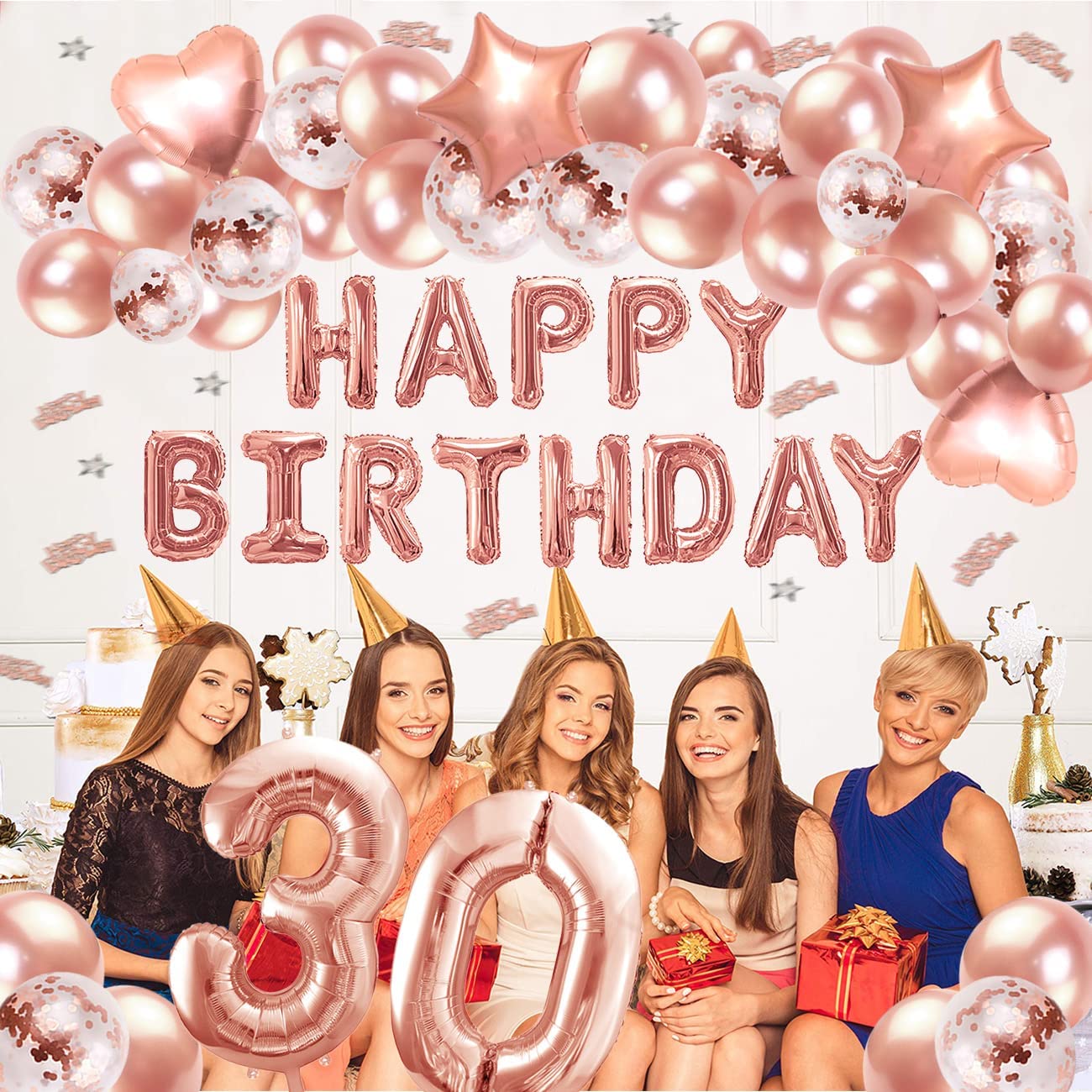 iZoeL 30th Rose Gold Birthday Balloon