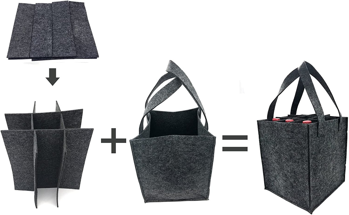 iZoeL Wine Bottle Carriers Tote Bag Reusable Washable with Removable Divider Feltbag for 9 Bottles