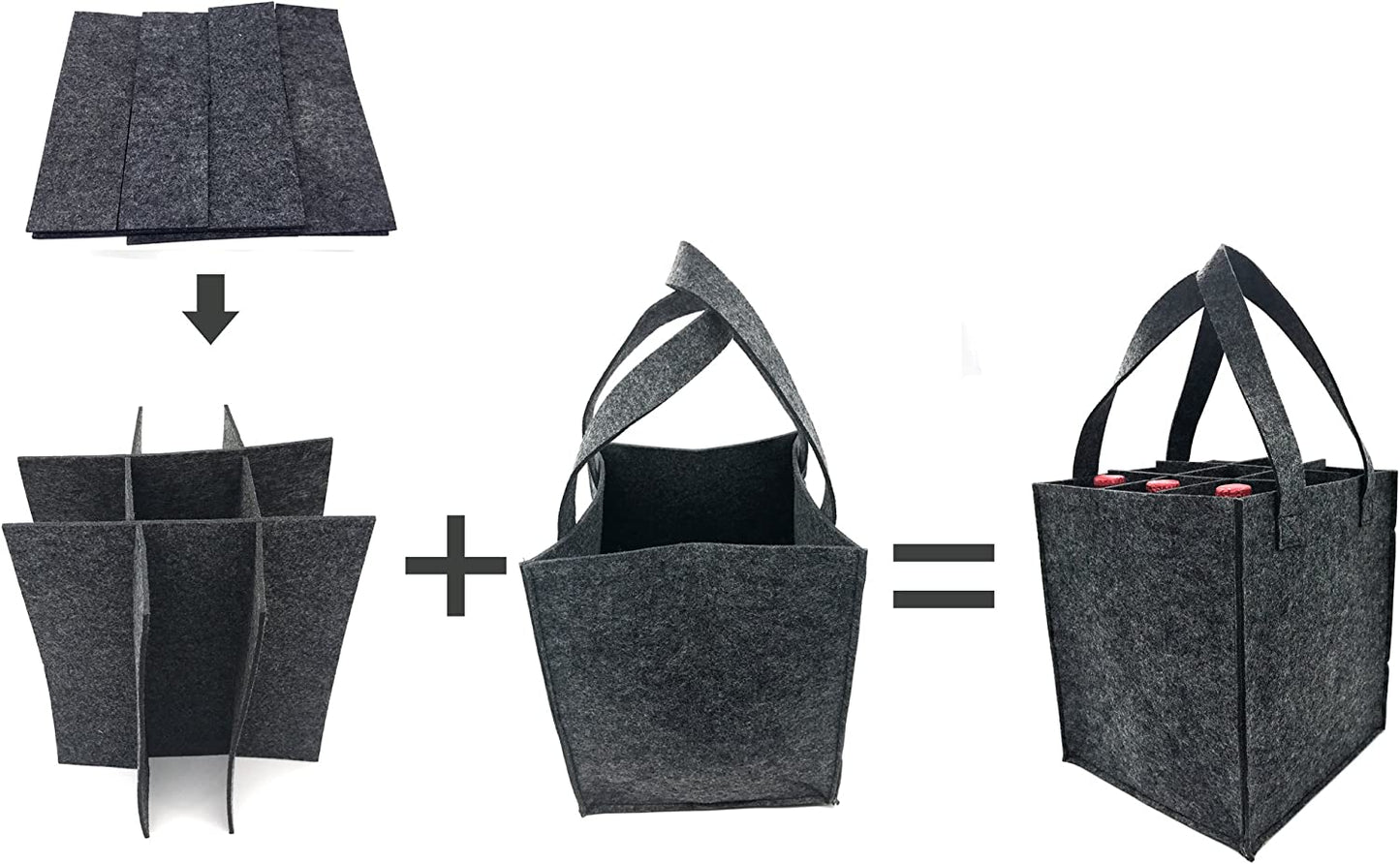 iZoeL Wine Bottle Carriers Tote Bag Reusable Washable with Removable Divider Feltbag for 9 Bottles