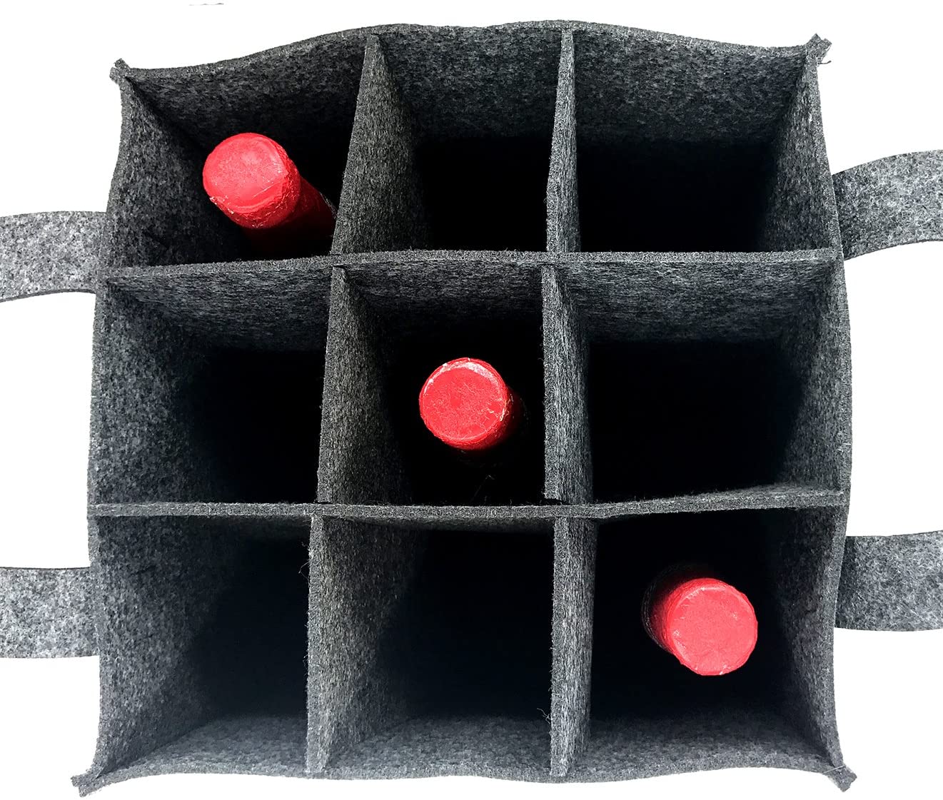 iZoeL Wine Bottle Carriers Tote Bag Reusable Washable with Removable Divider Feltbag for 9 Bottles