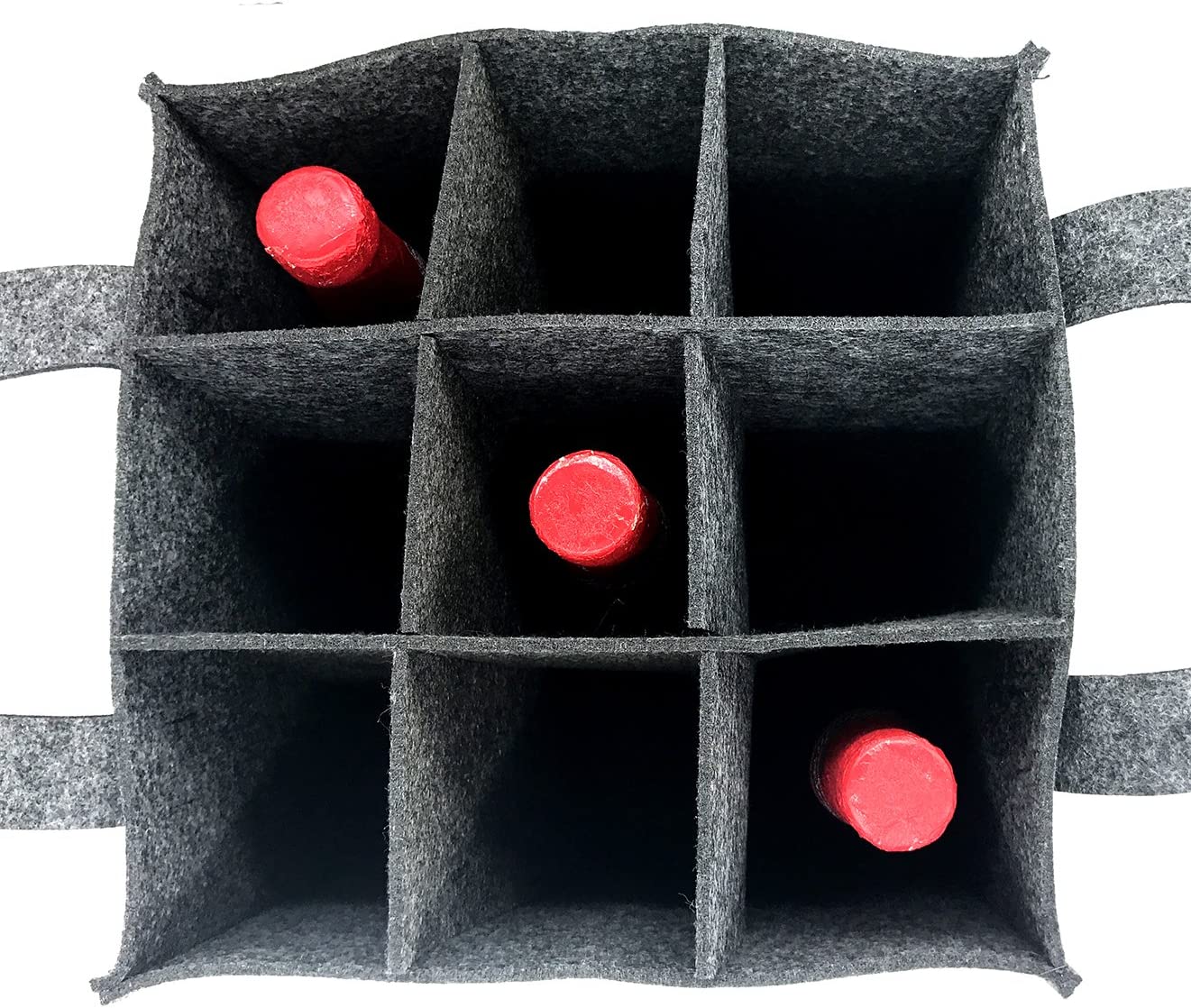 iZoeL Wine Bottle Carriers Tote Bag Reusable Washable with Removable Divider Feltbag for 9 Bottles