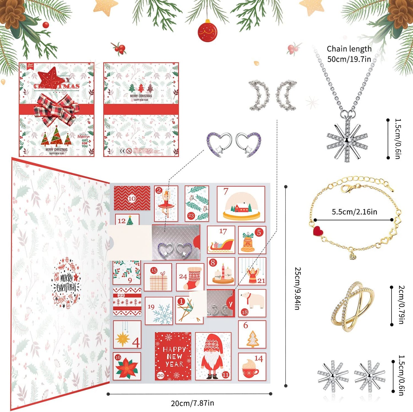 iZoeL Jewellery Advent Calendar 2022 Women Girls, 24 Surprises with Necklace Earrings Rings Bracelets Anklet Jewelry Calendar for Wife Mother Girlfriend Daughter Granddaughter