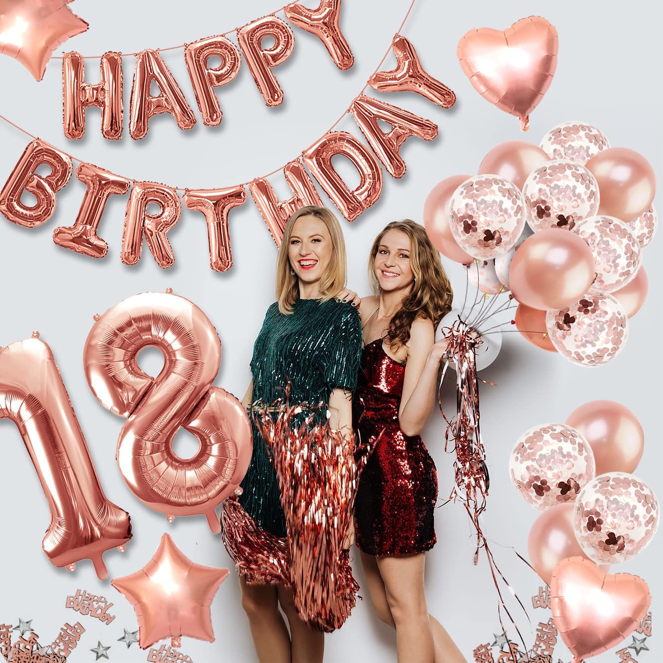 iZoeL 18th Rose Gold Birthday Balloon